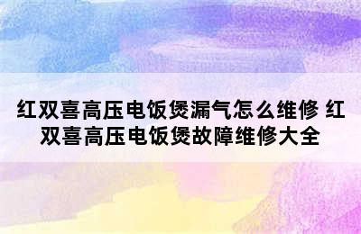 红双喜高压电饭煲漏气怎么维修 红双喜高压电饭煲故障维修大全